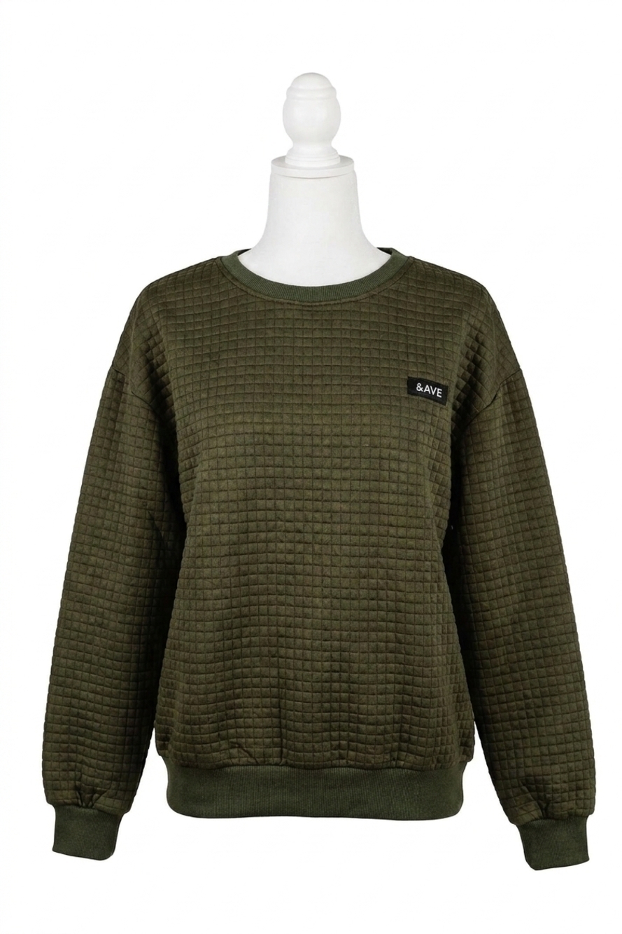 NEW AMPERSAND AVE quilted pullover sweater in olive